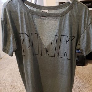 Deep v cut tee by Pink